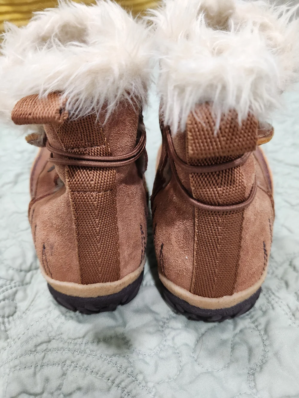 Merrell Women's Brown Leather Fur-Trim Waterproof Winter Ankle Boots